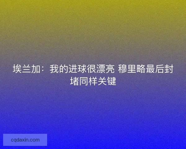 埃兰加：我的进球很漂亮 穆里略最后封堵同样关键