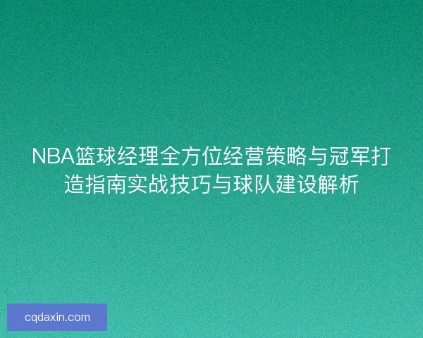 NBA篮球经理全方位经营策略与冠军打造指南实战技巧与球队建设解析